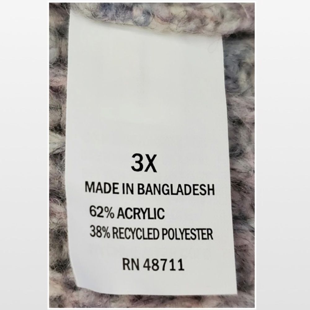 New Falls Creek Sweater Womens Plus 3X Hi Low Purple Grey Ombre Fuzzy Knit NWT - Picture 13 of 16